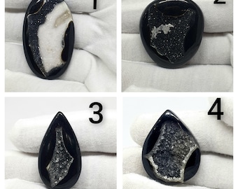 Cabochon de pierre précieuse d'agate noire naturelle Druzy Cabochon de pierre précieuse d'agate noire naturelle Druzy