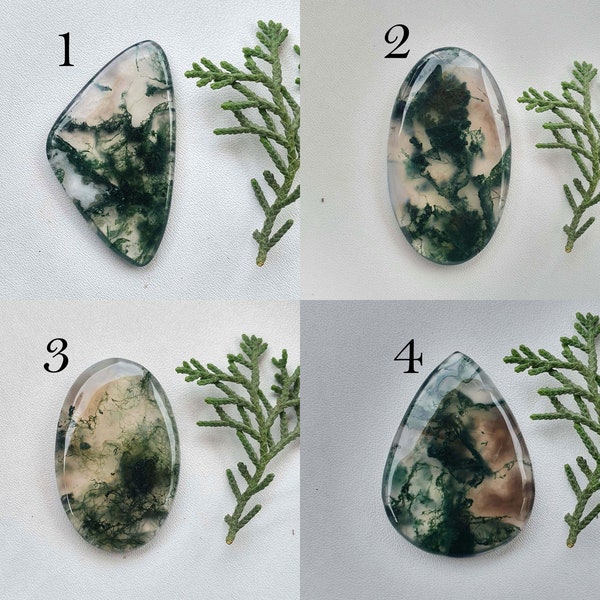 Natural Moss Agate Cabochon  Moss Agate Gemstone For macramé and Jewelry Green Color Agate Cabochons Loose Stones Healing Crystal