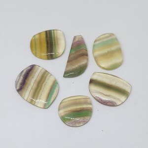 Wholesales 6 Pcs Lots Fluorite cabochon multi color fluorite gemstone for jewelry rare fluorite crystal cabochon handmade cabochon