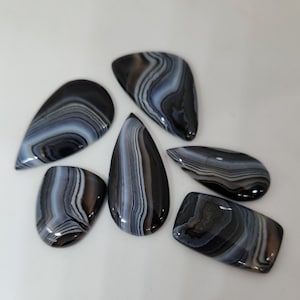 Wholesales 6 Pcs Lots Banded agate cabochon lot  Banded agate  smooth agate for jewelry  necklace  pendant  agate gemstone
