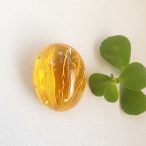 Natural amber cabochon smooth oval shape amber gemstone