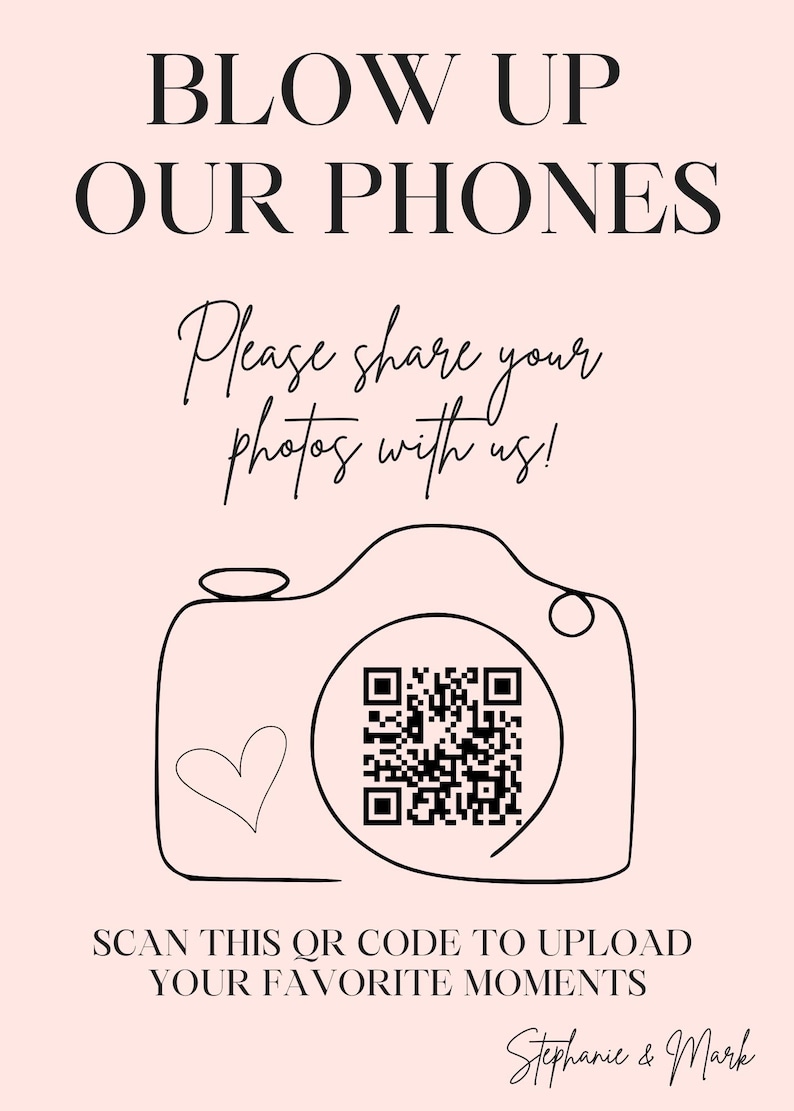 Slbum Qr Code Wedding and Event Shared Photo Album QR Code Sign Customizable Download ...