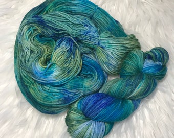 Hand Dyed 100% Superwash Merino Sport Yarn (Abyss)