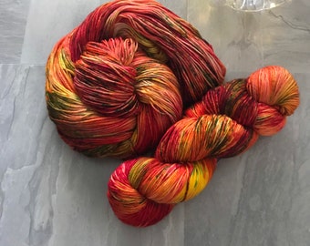 OOAK Hand Dyed 100% Superwash Merino 4 Ply Yarn