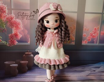 Bambola Amigurumi, bambola Rosalin di Pollytoys, regalo per ragazze, regalo di compleanno, bambole fatte a mano