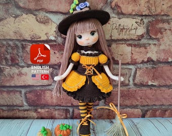 Halloween Amigurumi Pattern | Estela Doll by Pollytoys | Handmade Crochet Toy PDF | Digital Download