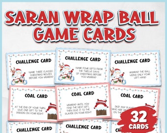 Saran Wrap Game | Saran Wrap Ball Game | Saran Wrap Challenge Cards | Christmas Games | Printable Christmas Game for Families | Saran Wrap