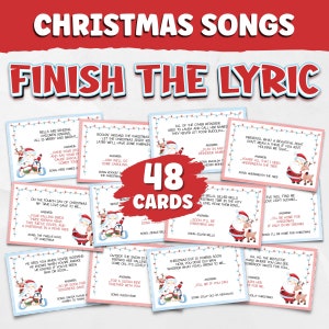 Christmas Carol Finish The Lyric Game | Christmas Game Printable | Finish The Phrase Christmas | Christmas Party Game | Christmas Activity