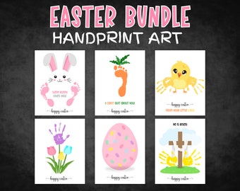 Easter Handprint Footprint Art Bundle, Handprint Craft, Easter Craft, Easter Keepsake, Handprint Art for Kids Toddlers Baby Preschool