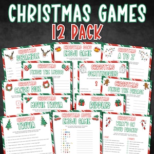 Printable Christmas Game Bundle, Christmas Party Games, Christmas Games Printable, Christmas Family Games, Christmas Trivia, Friendsmas