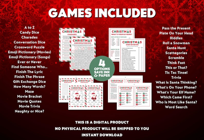 Christmas Games Printable Christmas Party Games Christmas Bundle