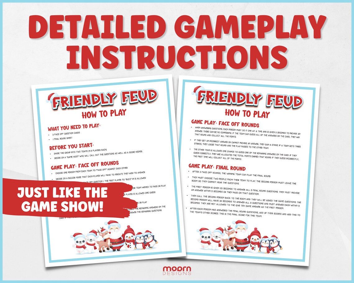 Christmas Family Feud Game Printable Christmas Family Feud Etsy
