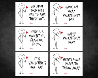 Funny Kid's Valentine's Day Cards, Printable Valentine's for Kids, Kids Valentine's Cards, Boys Valentines, Class Valentine's Day Cards