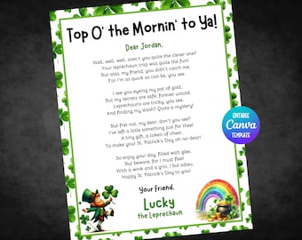 Leprechaun Letter, Editable Letter from Leprechaun, Leprechaun Trap Letter, St. Patricks Day Kids Activity, Leprechaun Note for kids