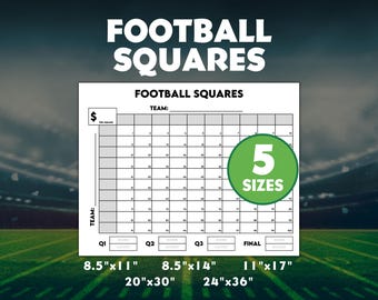 Football Squares Printable, Super Football Bowl Squares, Football Fundraiser, Football Betting Game, Football Pool, Football Square Grid