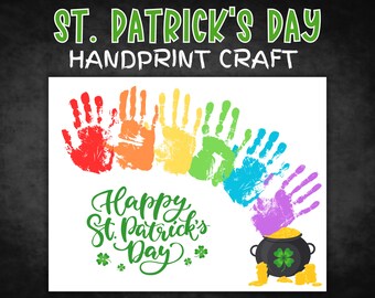 St Patricks Day Handprint Art, Handprint Craft, St Patrick's Day Craft, Memory Keepsake, Handprint Art for Kids Toddlers Baby Preschool