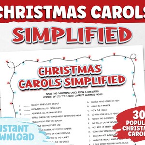 Christmas Song Trivia Game | Christmas Carol Game | Christmas Game Printable | Christmas Game for Kids and Adults | Christmas Activity