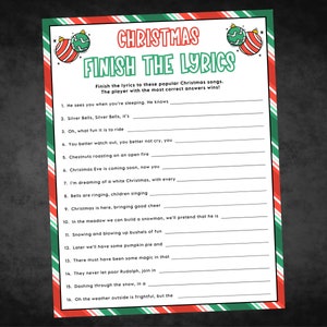 Christmas Song Trivia Game, Christmas Printable Game, Christmas Family Game, Christmas Party Game, Christmas Game Adult and Kid, Friendsmas