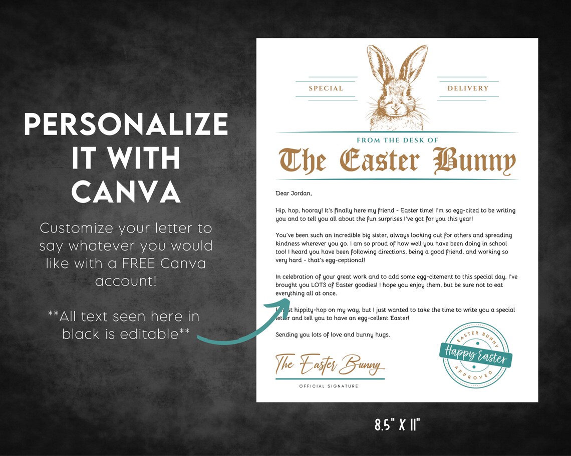 Editable Official Easter Bunny Letter, Letter From Easter Bunny ...