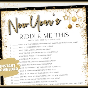 New Years Games, Riddle Me This, NYE Games, New Years Eve Printable Game, New Years Party, New Years Eve Party Games for Kids and Adult