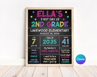 Chalkboard Back to School Sign, Editable First Day of School Sign, Editable Last Day of School Sign, Editable School Signs, DIY Template