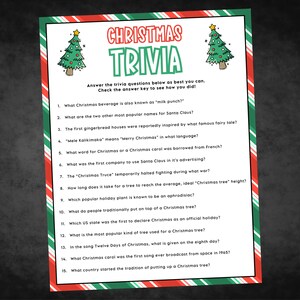 Christmas Trivia Game, Christmas Printable Game, Christmas Family Games, Christmas Party Games, Christmas Game Adult and Kid, Friendsmas
