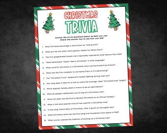 Christmas Trivia Game - 30 Card Party Game For Family Friends Office Holiday