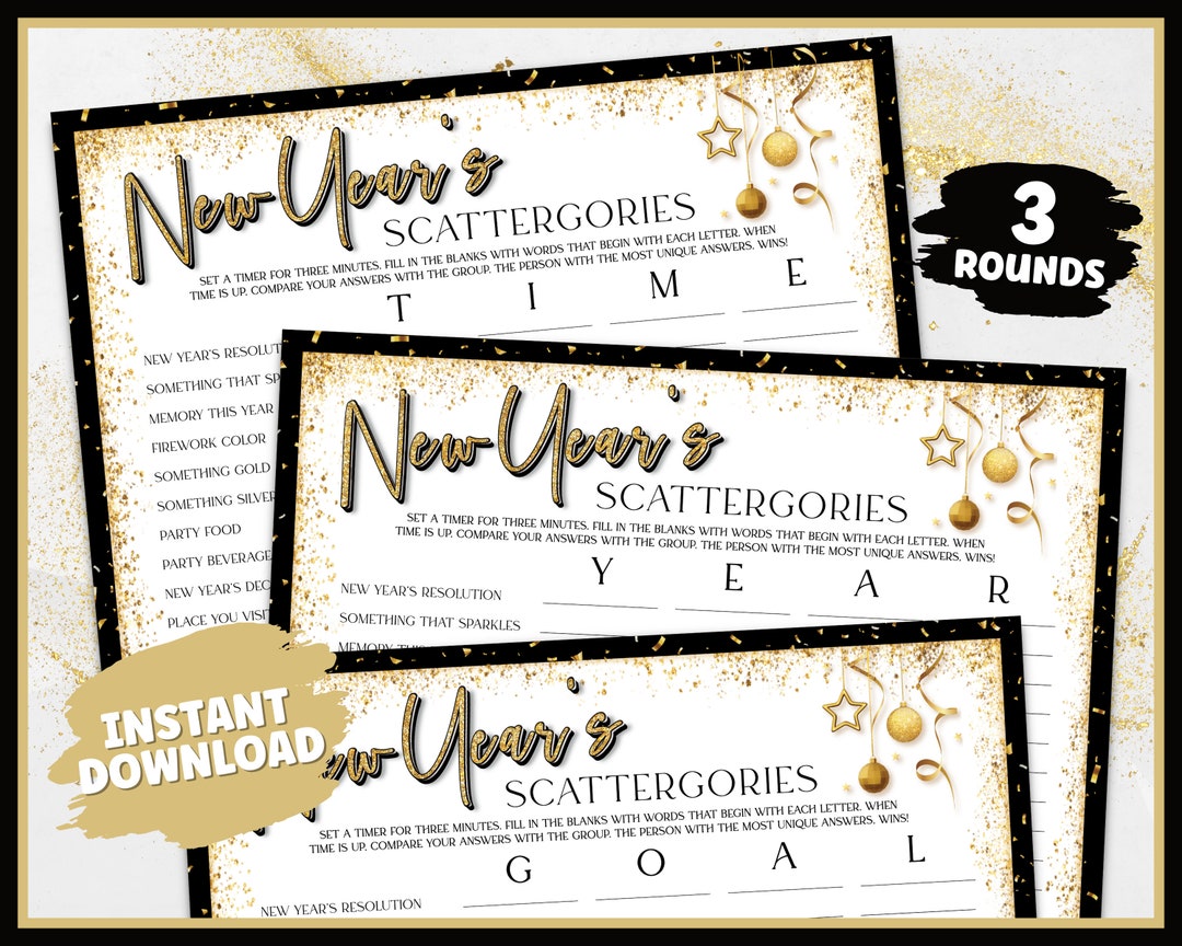 New Years Games New Years Eve Games New Years Scattergories