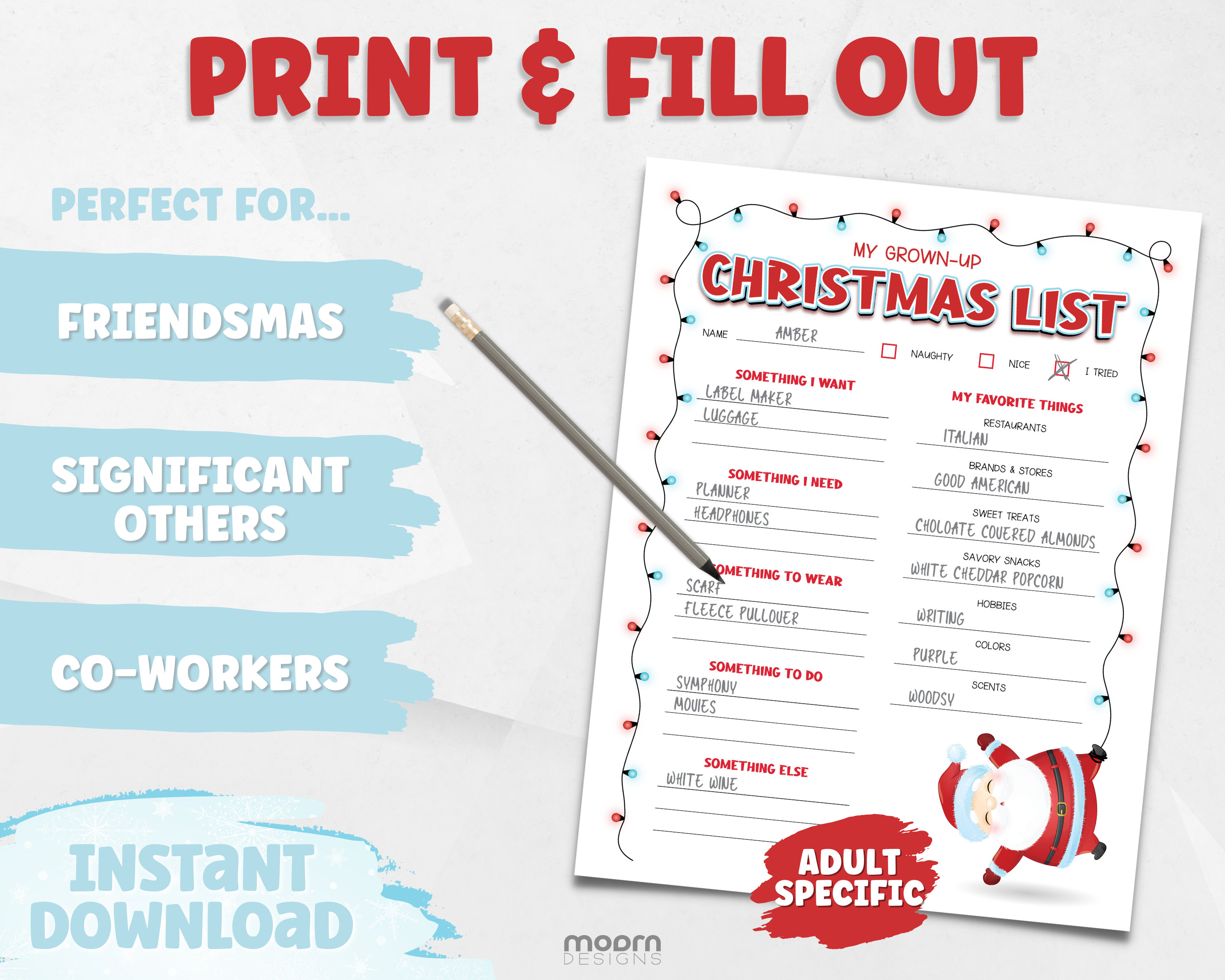 Christmas Wish List Printable Set | Christmas Wish List for Kids and ...