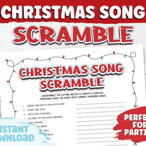 Christmas Word Scramble | Holiday Word Scramble | Christmas Game Printable | Family Games for Christmas | Christmas Activity | Holiday Party