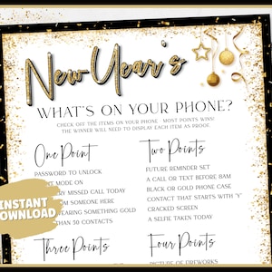 New Years Games, New Years Eve Games, New Years What&#39;s On Your Phone, New Years Party, New Years Eve Party Games for Kids and Adults, NYE
