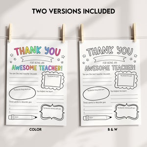 Teacher Appreciation Gift, Printable Teacher Appreciation Week Gift, Thank You Teacher, School Kids Coloring Page, Thank You Teacher Gift image 3