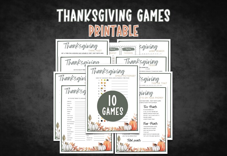 Thanksgiving Printable Games | Thanksgiving Games Bundle | Friendsgiving Games | Thanksgiving Trivia Games | Thanksgiving Kid Games image 1
