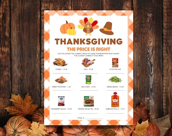 Thanksgiving Price is Right Printable, Fun Party Game for Family and Friendsgiving, Guess the Price Activity