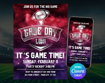 The Big Game Party Invitation 2024, Editable Invite, Digital Invite, Football Invitation, Mobile Invite, Party Invite