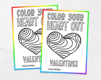 Color Valentine's Day Cards, Printable Valentine's for Kids, Kids Valentine's Cards, Valentine's Day Gift Tags, Class Valentine's Day Cards