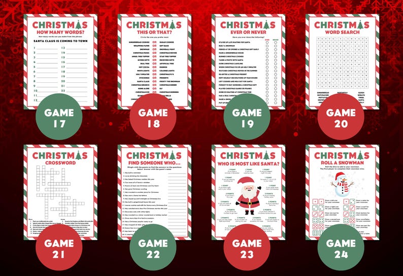 Christmas Games Printable Christmas Party Games Christmas Bundle
