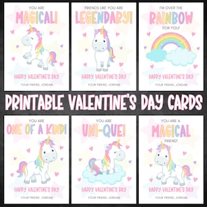 Unicorn Valentine&#39;s Day Cards, Printable Valentine&#39;s for Kids, Kids Valentine&#39;s Cards, Valentine&#39;s Day Gift Tags, Class Valentine&#39;s Cards