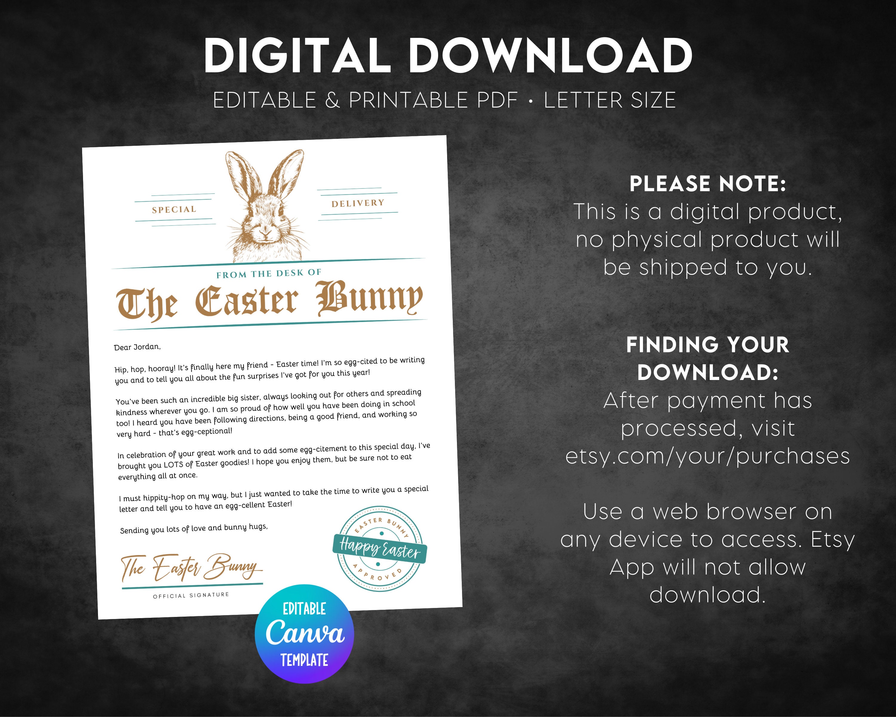 Editable Official Easter Bunny Letter, Letter From Easter Bunny ...