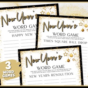 New Years Games, Word Game, New Years Eve Games, New Years Eve Printable Game, New Years Party, New Years Eve Party Games for Kids and Adult