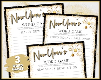 New Years Games, Word Game, New Years Eve Games, New Years Eve Printable Game, New Years Party, New Years Eve Party Games for Kids and Adult