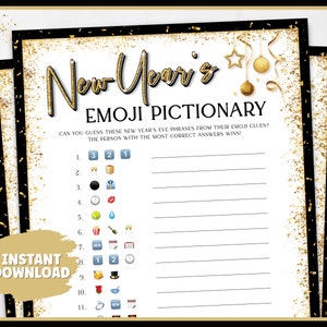 New Years Games Emoji Pictionary | New Years Eve Games | New Years Party | New Years Eve Party Games for Kids and Adults | New Years Trivia