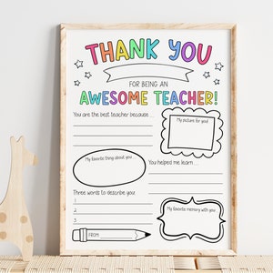 Teacher Appreciation Gift, Printable Teacher Appreciation Week Gift, Thank You Teacher, School Kids Coloring Page, Thank You Teacher Gift image 4