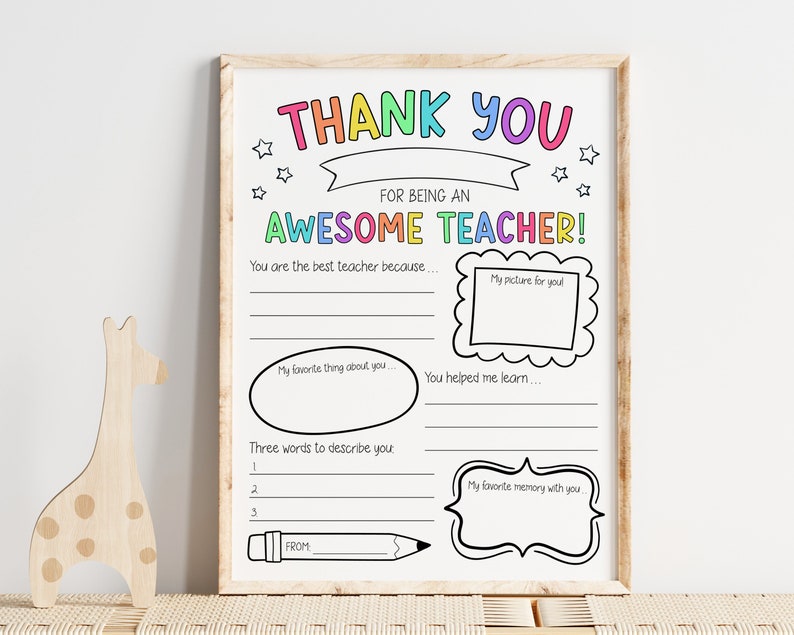 Teacher Appreciation Gift, Printable Teacher Appreciation Week Gift, Thank You Teacher, School Kids Coloring Page, Thank You Teacher Gift image 4