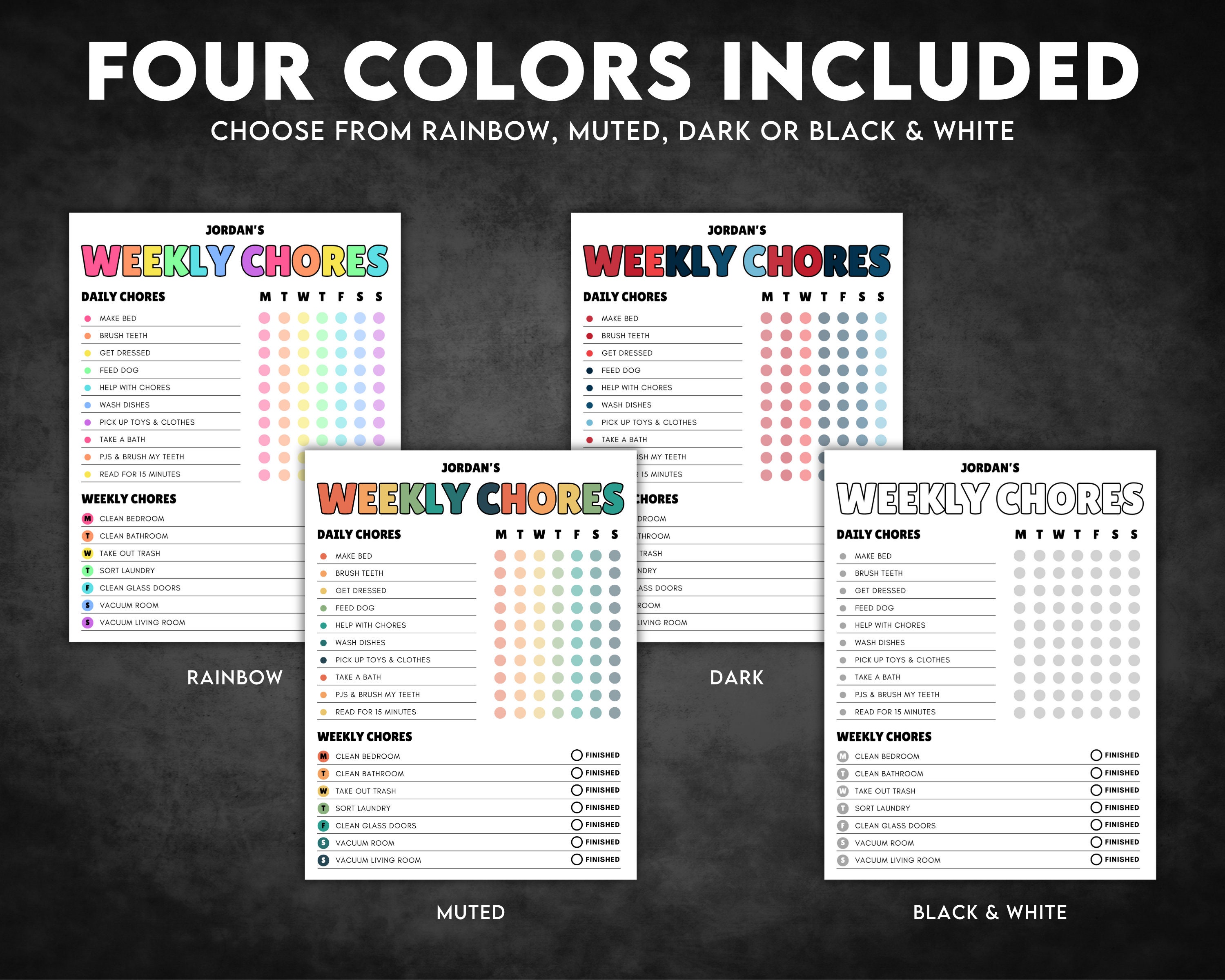 Editable Weekly Chore Chart for Kids, Printable Chore Chart, Kids Daily ...