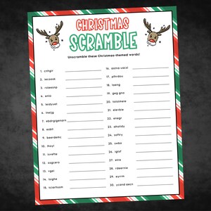 Christmas Word Scramble, Christmas Printable Game, Christmas Family Game, Christmas Party Game, Christmas Game Adult and Kids, Friendsmas