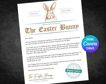 Editable Official Easter Bunny Letter, Letter from Easter Bunny, Printable Easter Bunny Letter, From The Desk Of Easter Bunny Letter