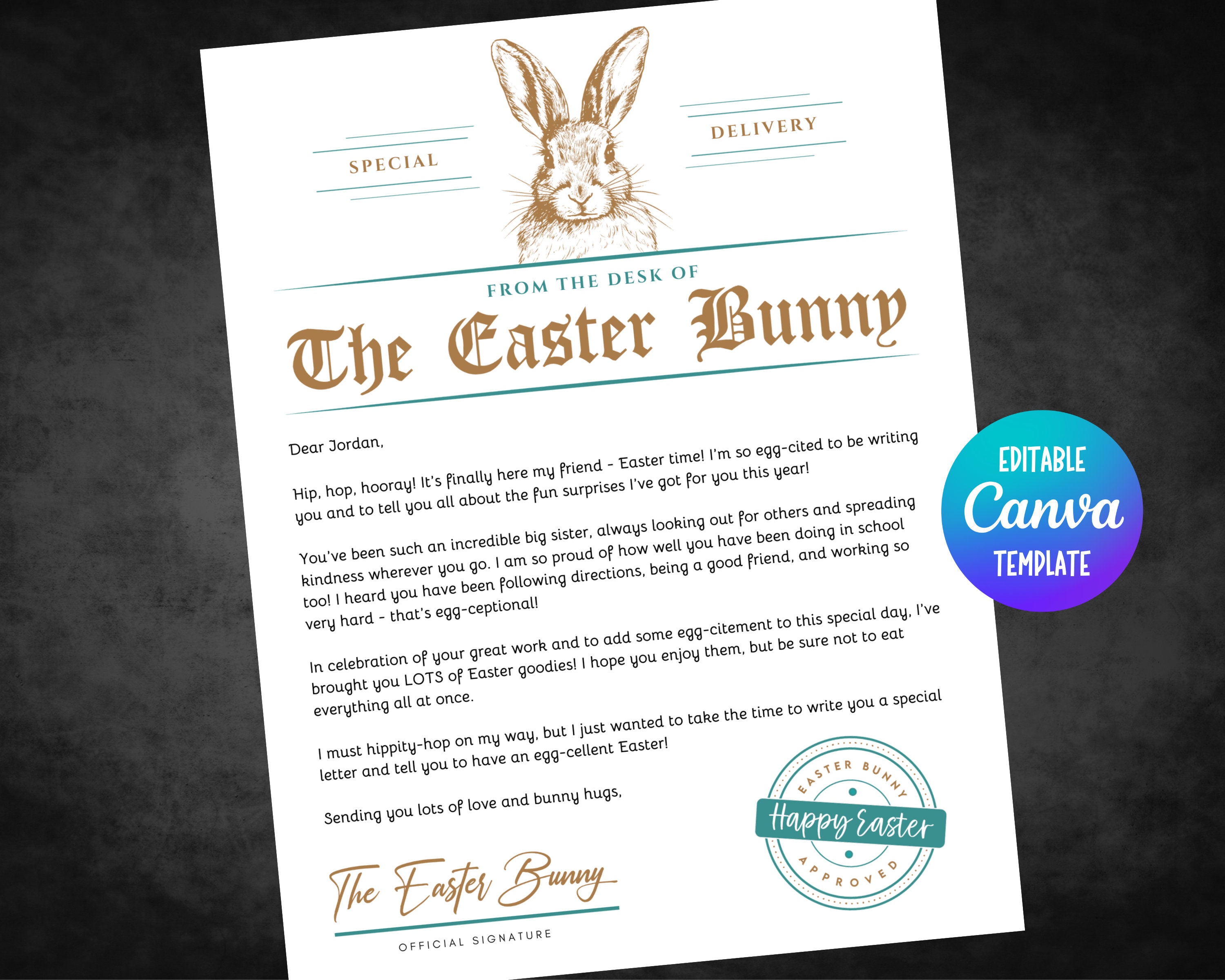 Editable Official Easter Bunny Letter, Letter From Easter Bunny ...