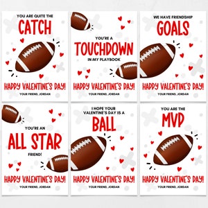Football Valentine&#39;s Day Cards, Printable Valentine&#39;s for Kids, Kids Valentine&#39;s Cards, Valentine&#39;s Day Gift Tags, Class Valentine&#39;s Cards