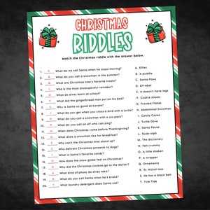 Christmas Riddles Game Printable, Christmas Printable Game, Christmas Family Game, Christmas Party Game, Christmas Game Kids, Friendsmas